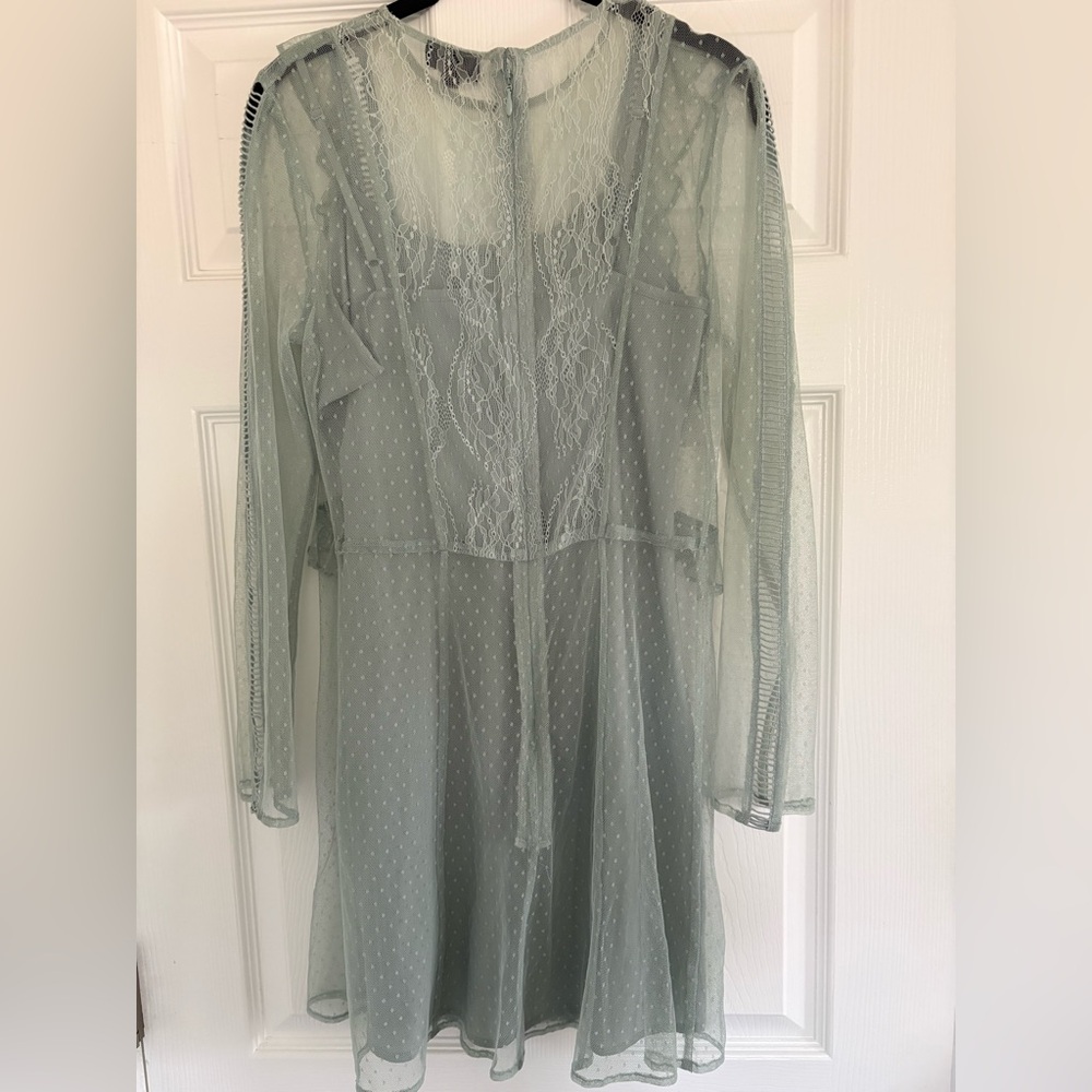 Topshop Light Blue Dobby Lace Skater Dress - Picture 8 of 11